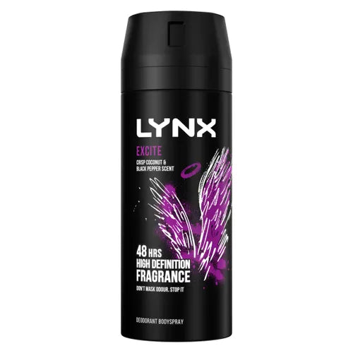 Buy Lynx Body Spray Excite 150ml - Premium Quality Toiletries Online - Product Image Buy Lynx Body Spray Excite 150ml - Premium Quality Toiletries Online - Product Image